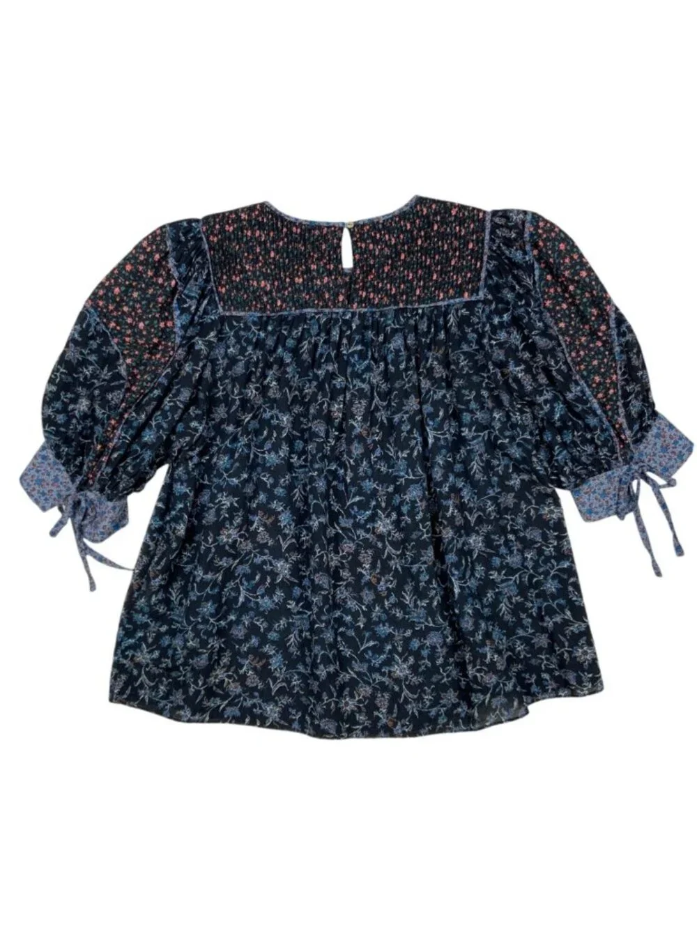 Ulla Johnson Stella Pintucked Top Blouse 6 Floral Puff Short Sleeve